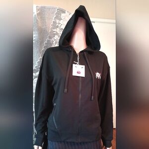 Badgley Mischka Baby French Black  Terry Zip-Front Hoodie Women's Size Large